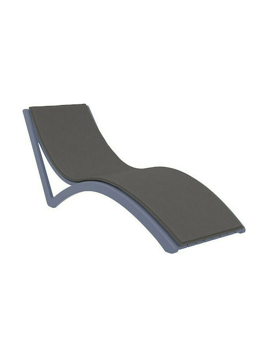 Zita Plus Αδιάβροχο Μαξιλάρι Ξαπλώστρας με Πλάτη Slim Dark Grey 204x62εκ.