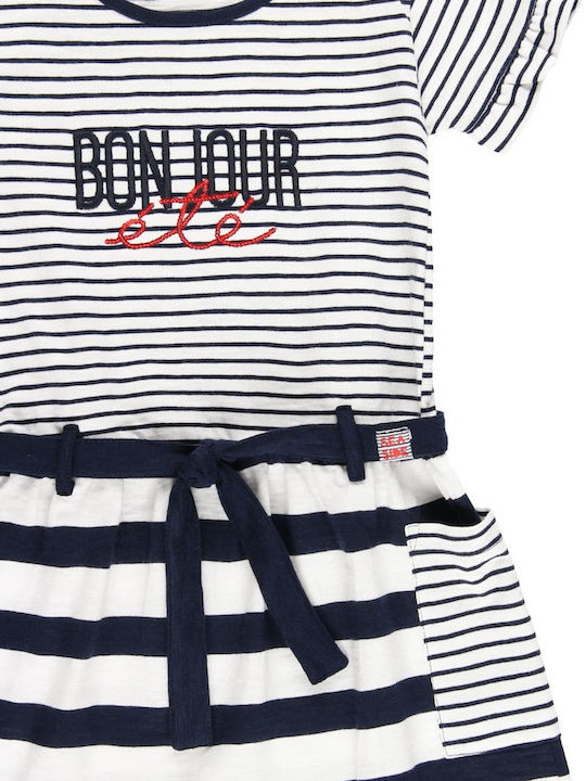 Boboli Kids Dress Striped Short Sleeve White