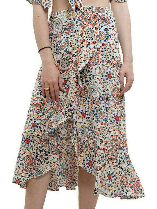 Bora Bora High-waisted Midi Skirt Floral White