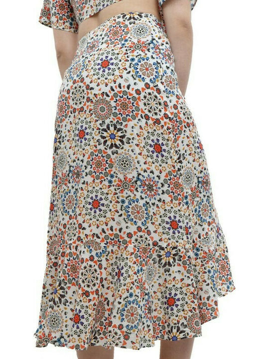 Bora Bora High-waisted Midi Skirt Floral White