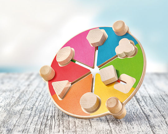 Selecta Shape Sorting Toy Color Board with Double-Sided Shapes made of Wood for 24++ Months