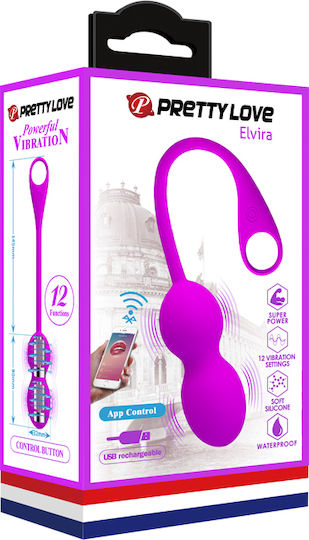 Pretty Love Elvira App Control vibrating Kegel Balls Ασύρματες Κολπικές Μπάλες με Δόνηση Μωβ