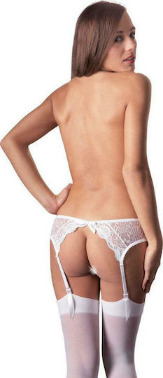 Mandy Mystery Spitzen-Strumpfbänder Set mit Strumpfhosen mit Spitze Weiß