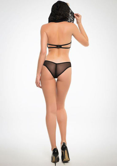 Allure Lingerie Hooded Lace Bra & Panty Black