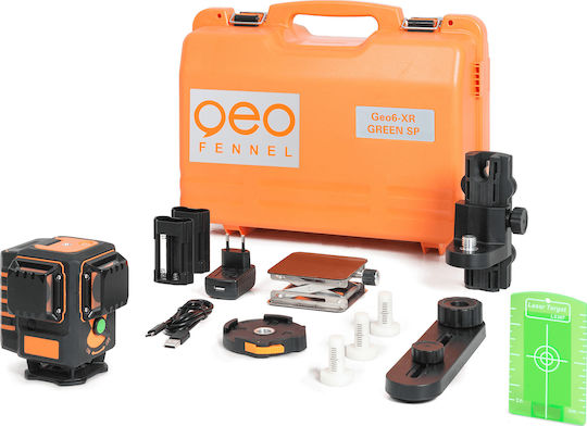 Geo Fennel Gmbh Geo6-XR Green SP Самонивелиращо Линейно Лазерен нивелир Зелен лъч 7.4V с Работен обхват 60м