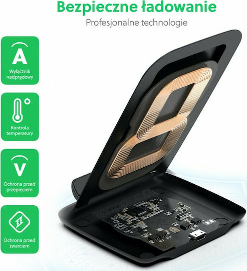 Choetech Încărcător Wireless (Qi Pad) 15W Negruς (T555-F)
