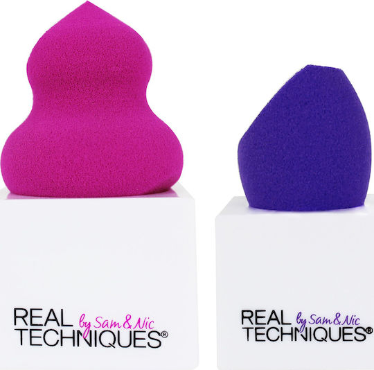 Real Techniques Synthetic Make Up Sponge Set for Foundation Miracle & Stands 2pcs