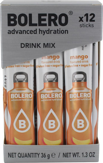 Bolero Χυμός σε Σκόνη 500ml σε Νερό Μάνγκο Χωρίς Ζάχαρη 3gr 12τμχ