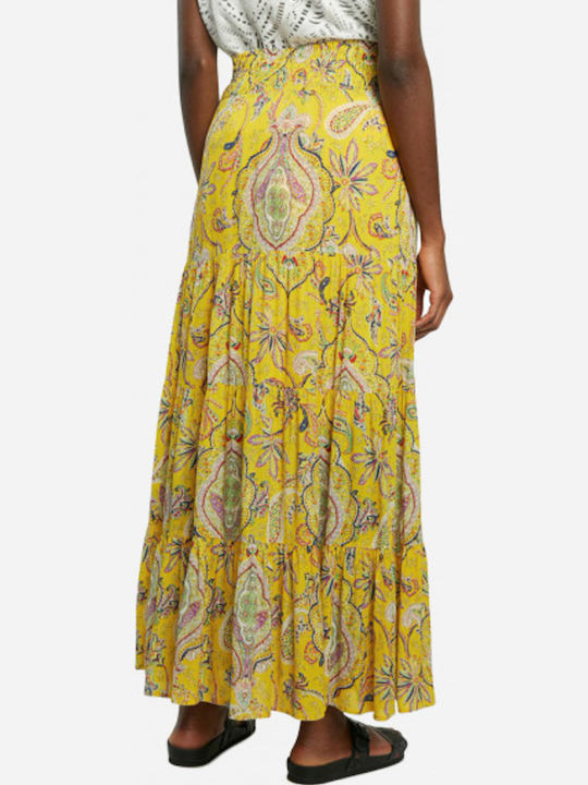 Desigual Florencia High-waisted Maxi Skirt in Yellow Color