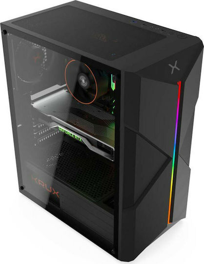 Krux Astral Gaming Middle Tower Carcasă Calculator cu Fereastră Laterală și Iluminare RGB Negru
