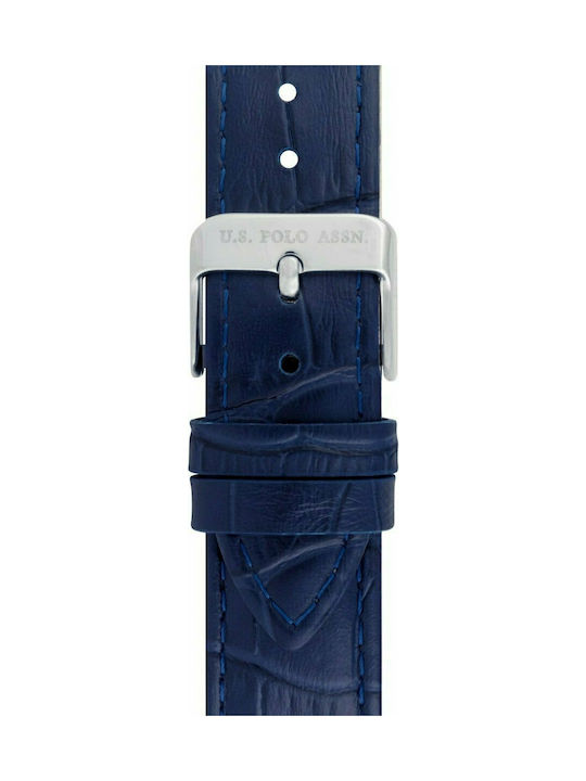 U.S. Polo Assn. Uhr Batterie mit Blau Lederarmband