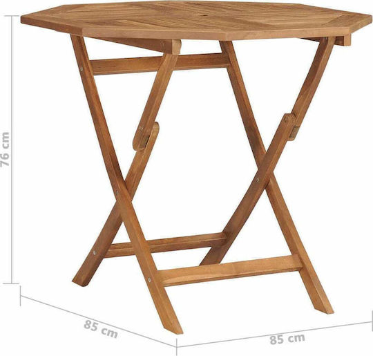 Outdoor Dinner Foldable Wood Table Natural 85x85x76cm