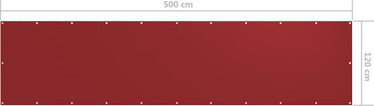 vidaXL Shade Divider Red With Hoop & with PU Coating 1.2x5m made of Oxford fabric