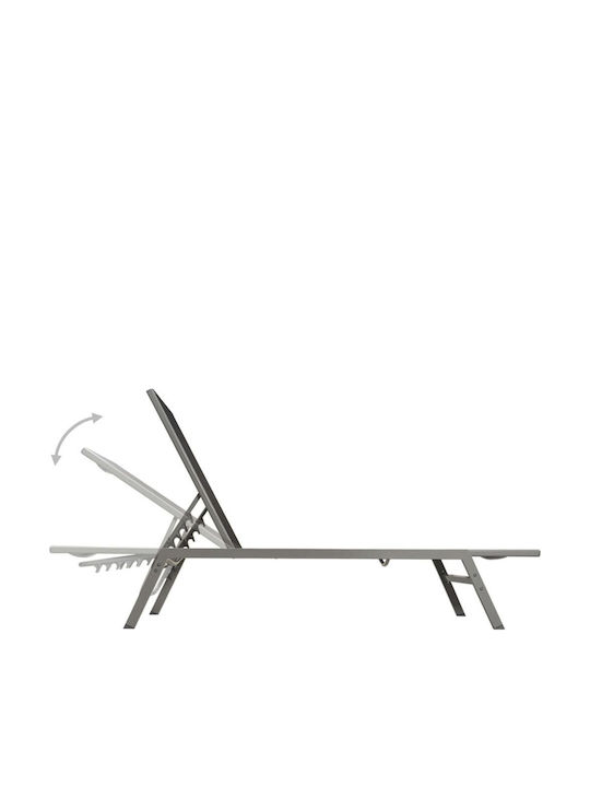 Șezlong Metal cu Țesătură Textilene Negru cu Masă 2bucăți 200x58x32cm