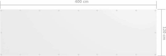 vidaXL Rectangular Shade Divider White in Roll With Hoop & with PU Coating 1.2x4m made of Oxford fabric