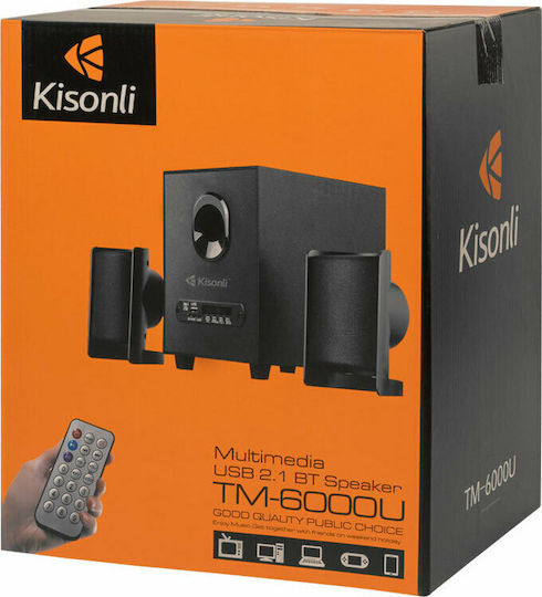 Kisonli ΤM-6000U 2.1 Wireless Speakers with Bluetooth 6W Black