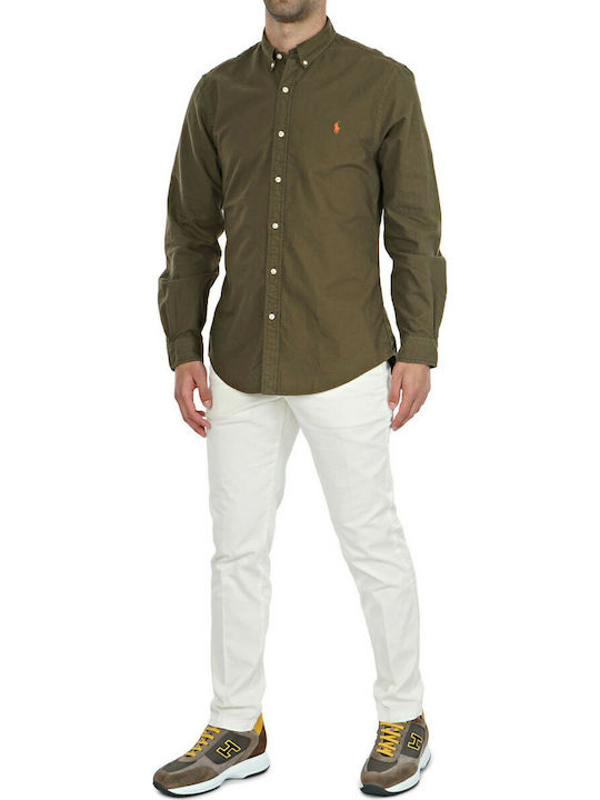 Long-sleeved Cotton Shirt Khaki