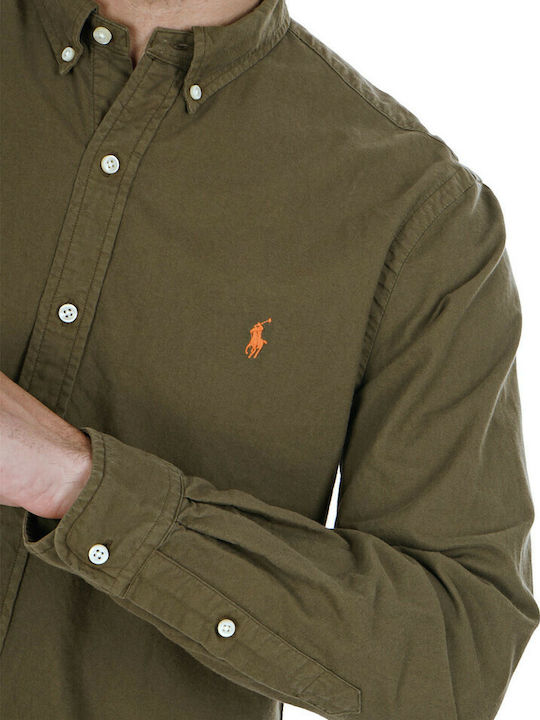 Long-sleeved Cotton Shirt Khaki