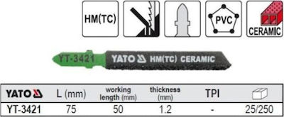 Yato YT-3421 Λάμες για Γυαλί και Κεραμικά 75mm 5τμχ