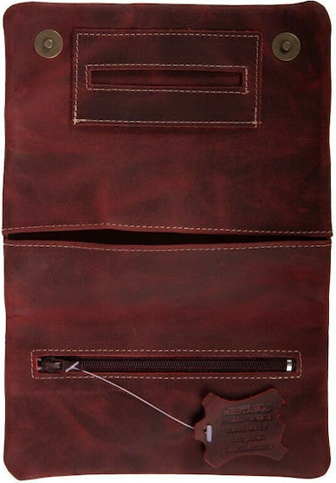 Mestango Tobacco Pouch With Magnetic Clasp 15.5x8cm Burgundy