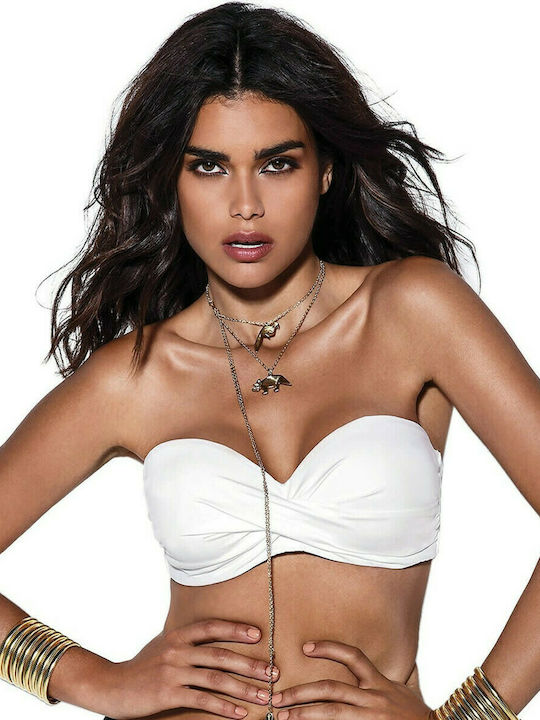 Strapless Bikini Top D Cup με Ενίσχυση Λευκό