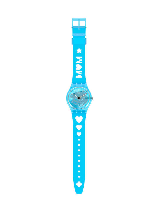 Swatch Love From A To Z Часовник с Тюркоазен Каучукова Каишка