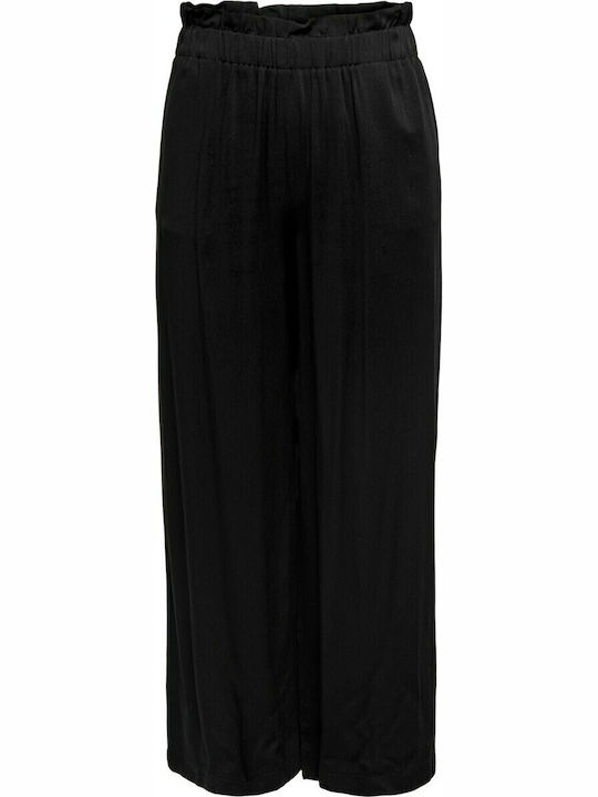 Femei Talie înaltă Din material textil Pantaloni cu elastic cu Croială Paperbag Neagră
