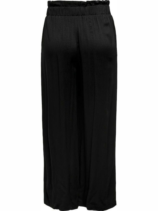 Femei Talie înaltă Din material textil Pantaloni cu elastic cu Croială Paperbag Neagră