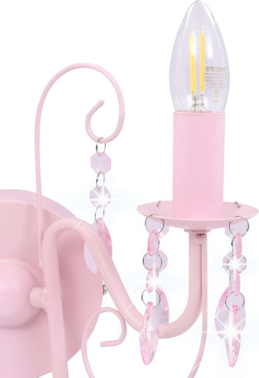 vidaXL Vintage Lamp Wall with Socket E14 Pink 29x29cm