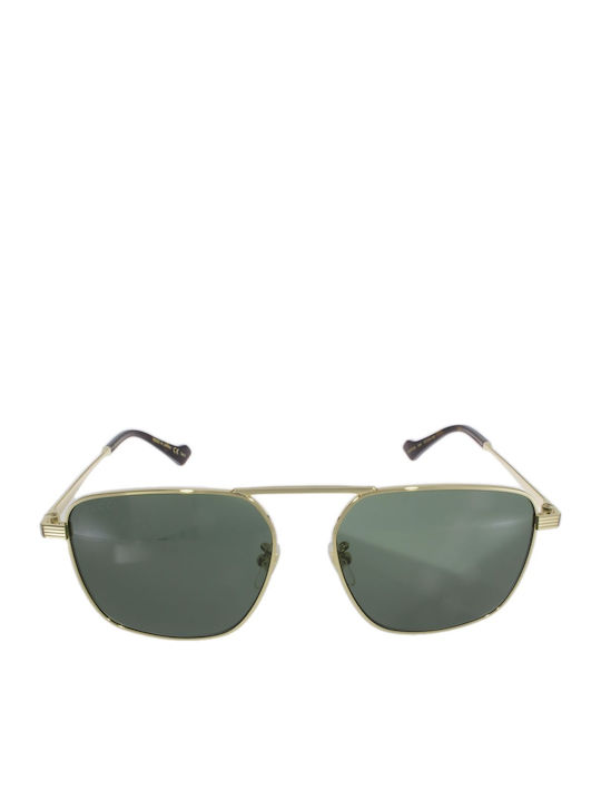Gucci Unisex Sunglasses with Gold Metal Frame and Green Mirror Lens GG0743S 004