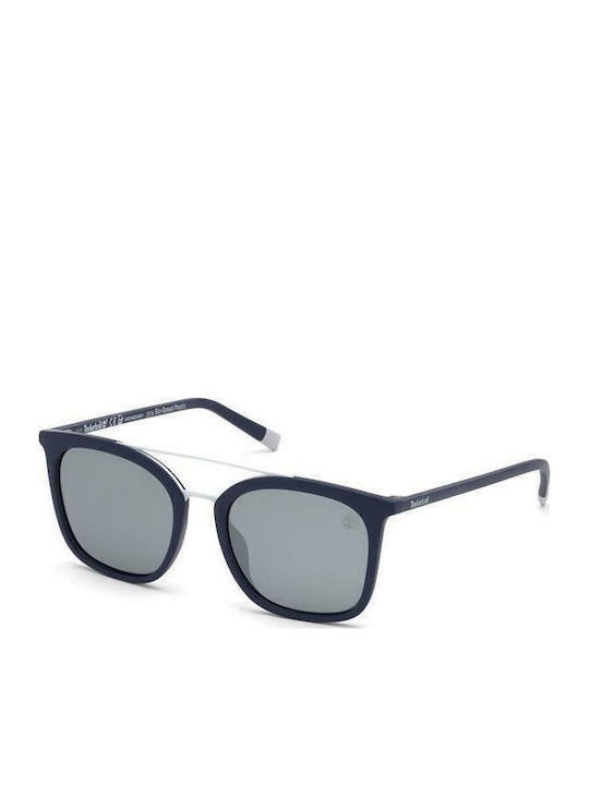 Timberland Men's Sunglasses with Navy Blue Plastic Frame and Blue Mirror Lens TB9169 91D