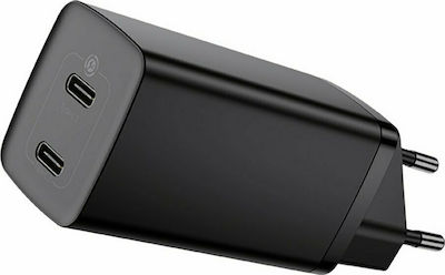 Baseus Φορτιστής Χωρίς Καλώδιο με 2 Θύρες USB-C 65W Power Delivery Μαύρος (GaN2 Lite)