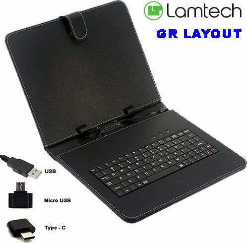Lamtech Флип Капак с Клавиатура на Български Черна (Универсален 10,1-10,4")