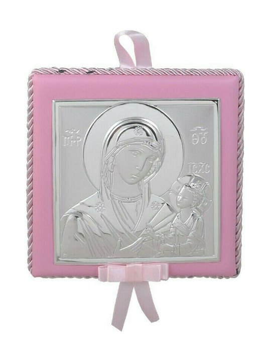 Prince Silvero Θείο Βρέφος Saint Icon Kids Talisman with Virgin Mary Pink from Silver MA-DM652LR