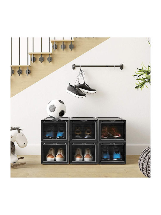 Plastic Shoe Organizer with 3 Shelves Black 36x22x28cm