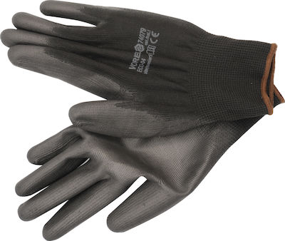 Vorel Gloves for Work Gray Polyurethane/Polyester 1pcs