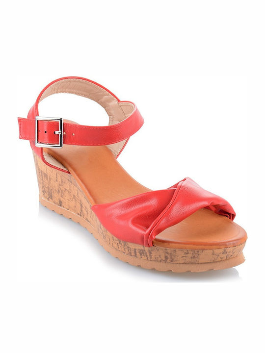 Famous Shoes Women's Ankle Strap Platforms Red