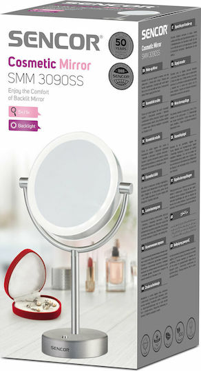Sencor Makeup Mirror Tabletop with Light 18x36cm Silver