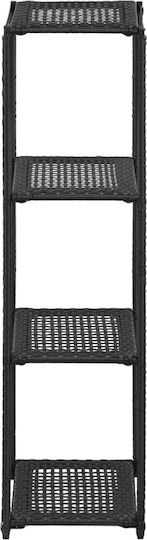 vidaXL Ραφιέρα Rattan 4 Θέσεων Μαύρη 46974