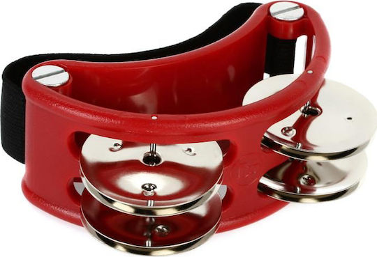 Latin Percussion LP188 Κόκκινο Πλαστικό Ντέφι Ποδιού με Διπλή Σειρά Ζίλιες