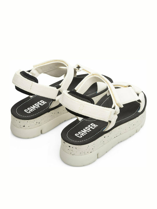 Oruga Up Δερμάτινα Γυναικεία Ανατομικά Σανδάλια Sporty Flatforms Λευκά