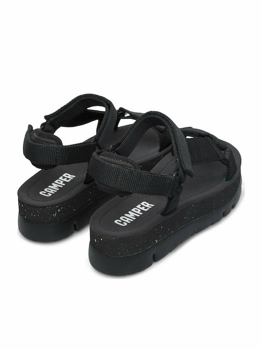 Oruga Up Γυναικεία Ανατομικά Σανδάλια Sporty Flatforms Μαύρα