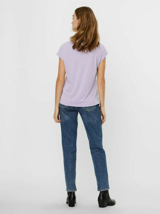 Vero Moda Damen T-Shirt mit V-Ausschnitt Flieder