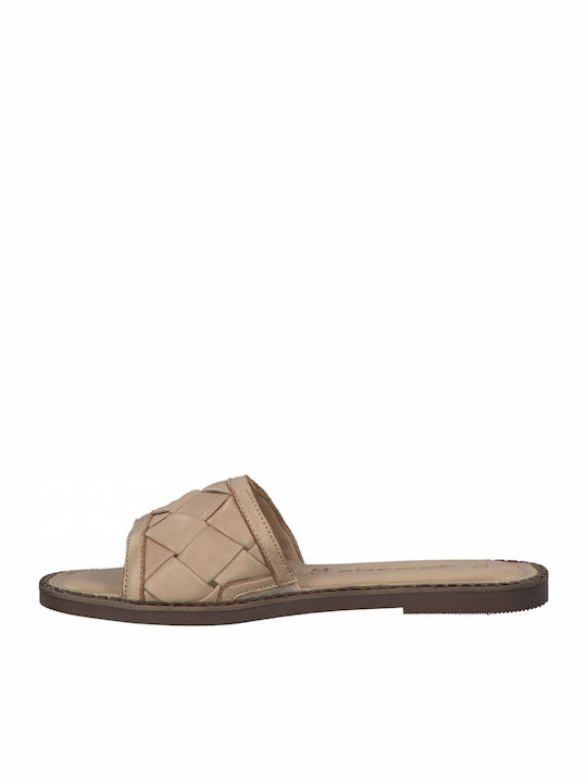 Leather Women's Flat Sandals Anatomic in Beige Color