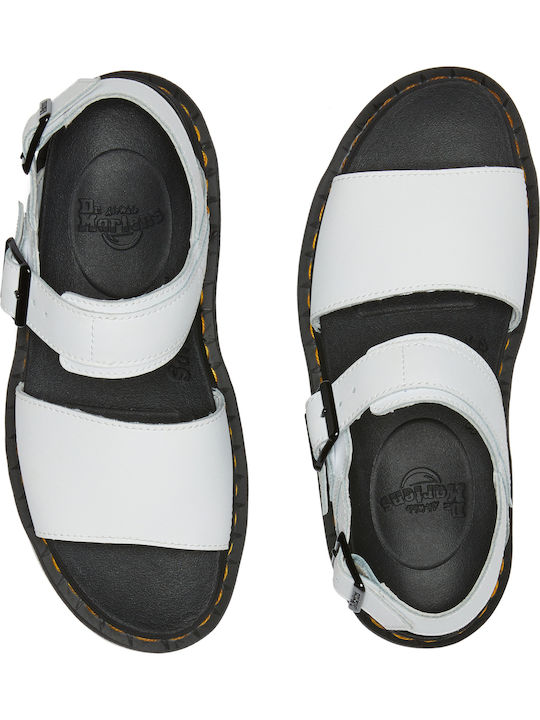 Voss Leather Women's Flat Sandals Flatforms in White Color