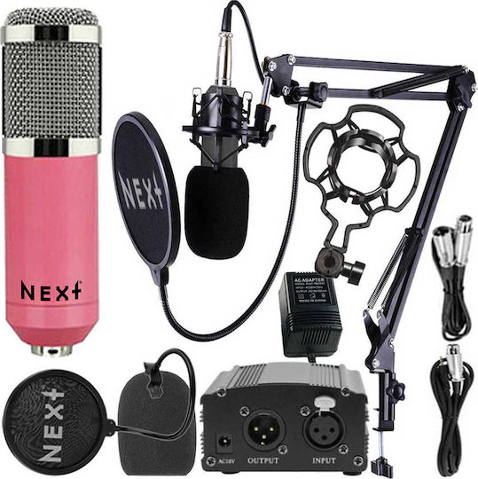 Next Phantom Power Kit Σετ Πυκνωτικό Μικρόφωνο Shock Mounted για Φωνητικά σε Ροζ Χρώμα