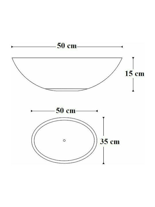 S15 Solid Surface Deasupra Blatului Chiuvetă din Material Sintetic 50x35x15cm Alb