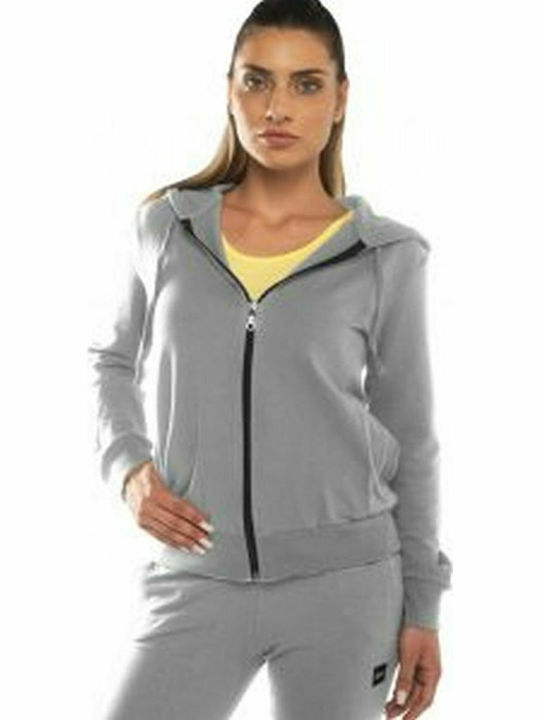 Women's Sweatshirt Jacket Hooded Gray