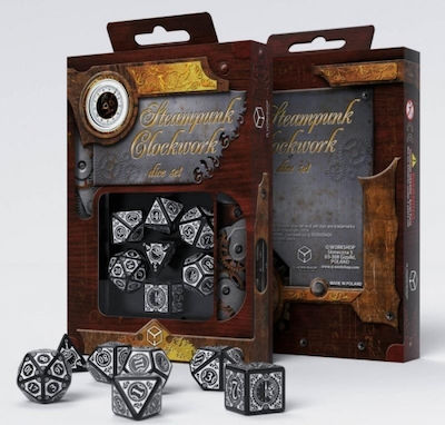 Q Workshop Steampunk: Clockwork Dice Set Black & White