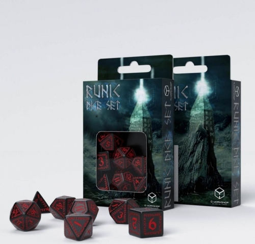 Q Workshop Runic Dice Set Зарове Черно и червено SRUN06